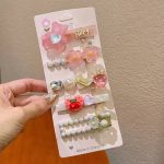 Pink Cherry Bear Hair Clip Set