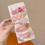 Pink Heart Bear Hair Clip Set