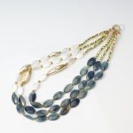 Multi-Layer Color-Block Beaded Necklace with Metal Pendant — Designer Collarbone Chain