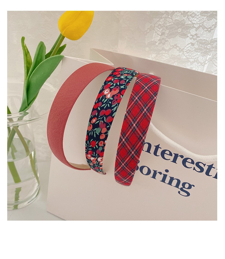 hairband_15 Red Checkered Hairband - 图片 1