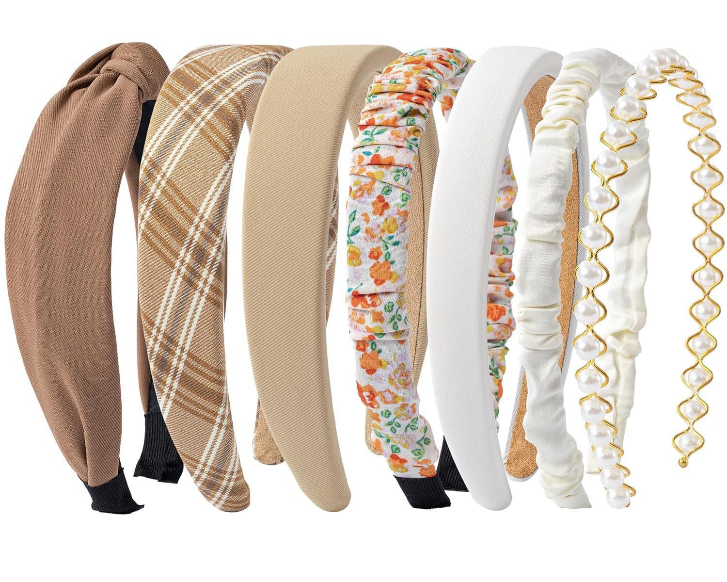 hairband_47 Coffee Pearl Hairband 7-Piece Set - 图片 1
