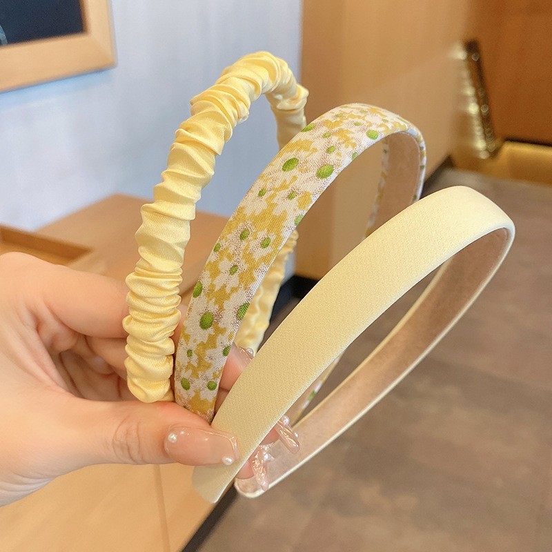 hairband_62 Yellow Ruffled Hairband 3-Piece Set - 图片 1