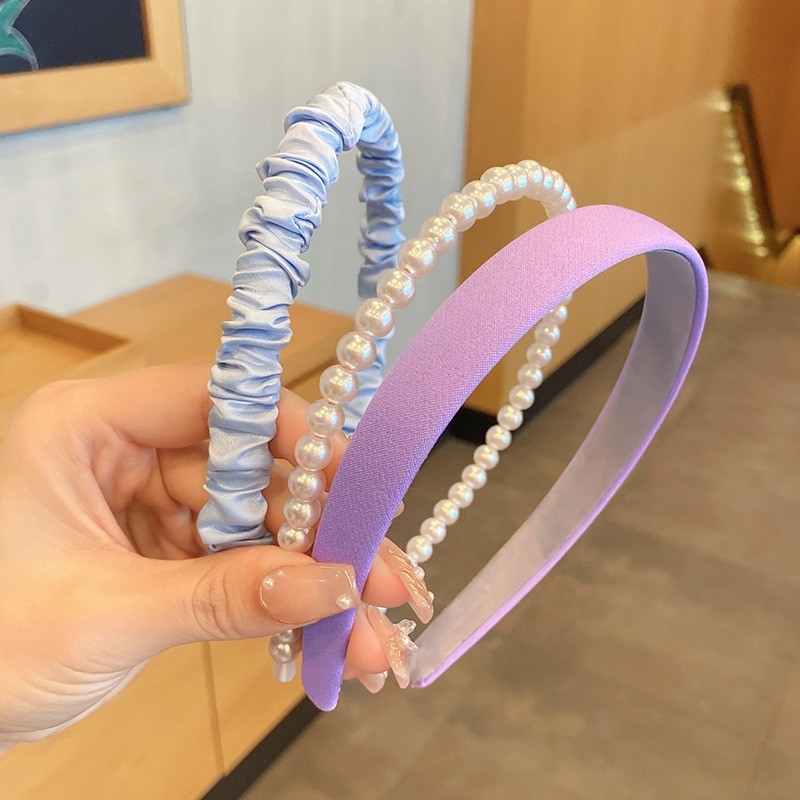 hairband_90 Purple Pearl Hairband 3-Piece Set - 图片 1