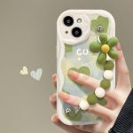 Heart Chain Silicone Phone Case — Cute Drop-Proof Cover for iPhone (15/16/17 Series)