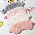 Faux Rabbit-Fur Sleep Eye Mask — Embroidered, Light-Blocking (6 Colors)