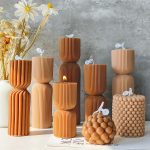 Round Bubble Candle H-0202 — Sandalwood Art Candle, Brown #1/#2