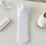 Lolita Lace Calf Socks with Bow — Japanese Cute Long Socks for Loafers (One Size)