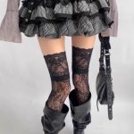 Over-the-Knee Sheer Lace Stockings for Women — Ultra-Thin Hollow-Out Fishnet White Silk Hosiery