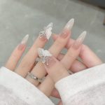 Luxury Handmade Press-On Nails - Pink White Wings