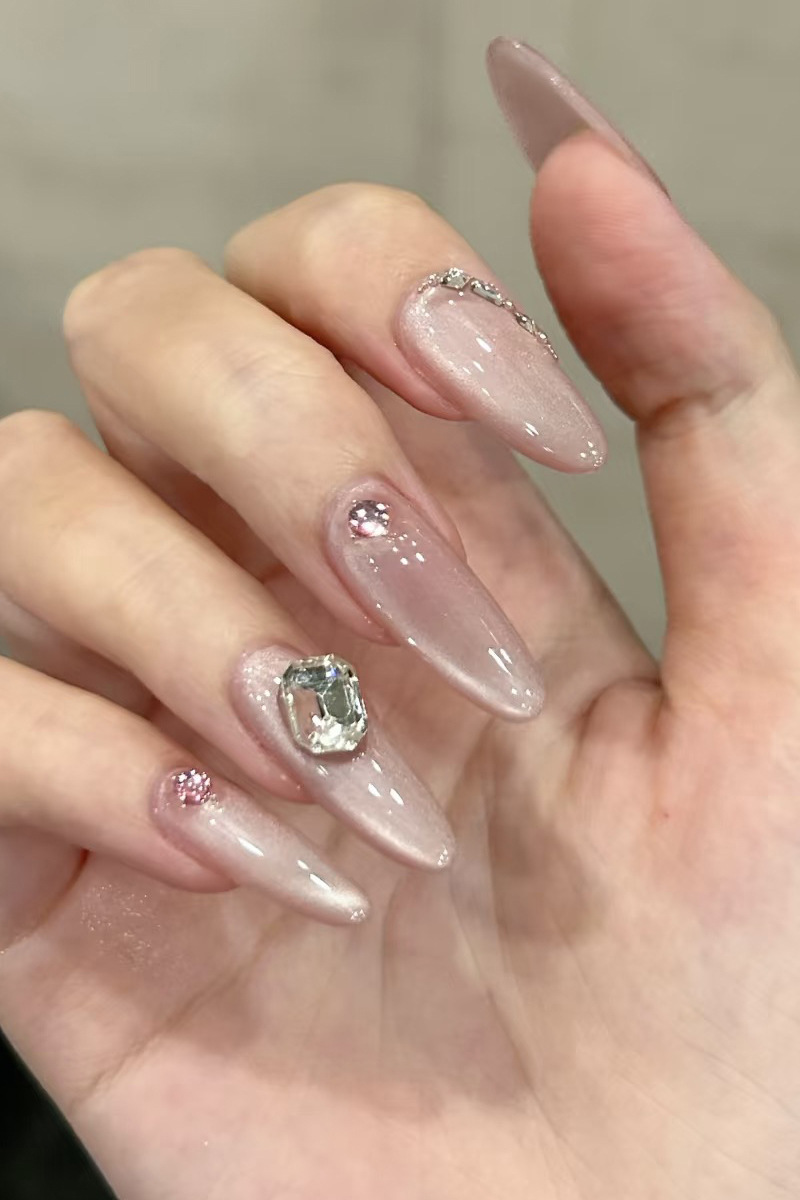 press-on-nails-BY2464 Luxury Handmade Press-On Nails - Elegant Purity - 图片 1