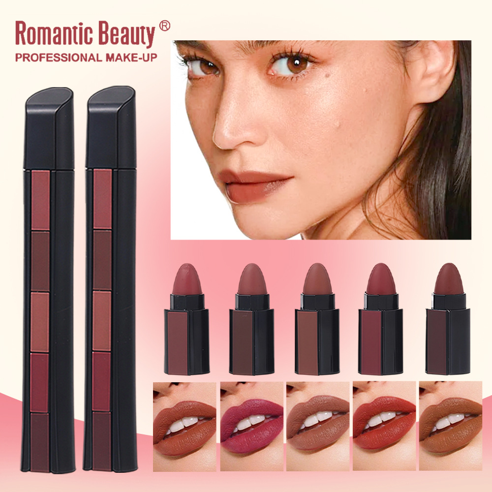 retrolip Retractable 5-Section Velvet Matte Lipstick Pen Easy Apply Non-Stick - Portable - 图片 1