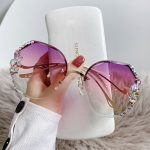 Rhinestone Crystal Sunglasses for Women — UV400 Metal Frame Korean Style Bling Sunglasses