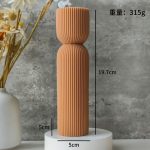 Stripe Column Candle J-5105 — Sandalwood Art Candle, Brown #1