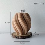 Medium Spiral Candle H-0656 — Sandalwood Art Candle, Brown #1